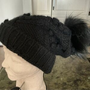 Dolce & Gabbana Black Knit Hat with Pom-Pom